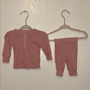 Pink Ribbed Baby Outfit
